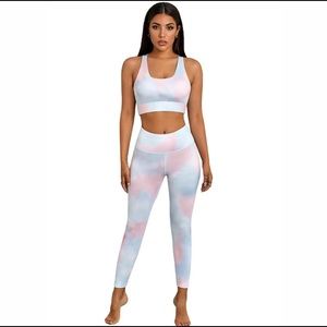 Tie-Dye Print Sports Bra and Leggings Set